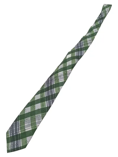 Striessnig Wien Krawatte Herren kariert Blumen Seide Grün 150cm