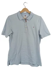 Tommy Hilfiger Damen Poloshirt Hellblau Gr. M Regular Fit Baumwolle 1