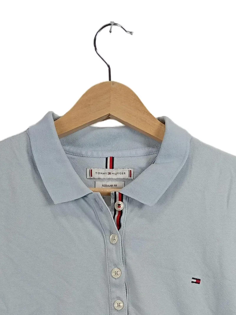 Tommy Hilfiger Damen Poloshirt Hellblau Gr. M Regular Fit Baumwolle 2