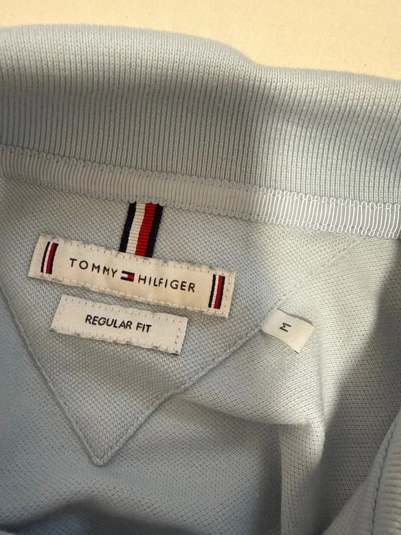 Tommy Hilfiger Damen Poloshirt Hellblau Gr. M Regular Fit Baumwolle 8