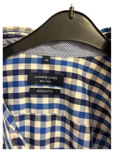 Andrew James Herren Freizeithemd Kariert Blau Gr. 43 XL Regular Fit Baumwolle