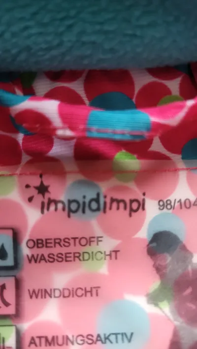 Impidimpi Mädchen Outdoorjacke Gr. 98-104 Pink Punkte wasserdicht