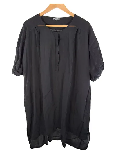 Sara Lindholm Damen Bluse Shirt Schwarz Gr. 44 XXL Minimalistisch Viskose