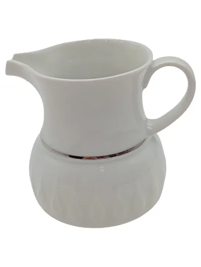 Thomas Germany Milchkännchen Porzellan Weiß Silberrand Klassisch 8cm