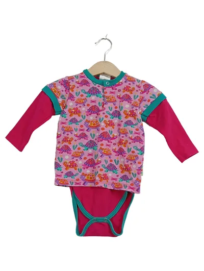 BABAUBA Baby Body Schildkröten Muster Gr. 80 Rosa Langarm Mädchen