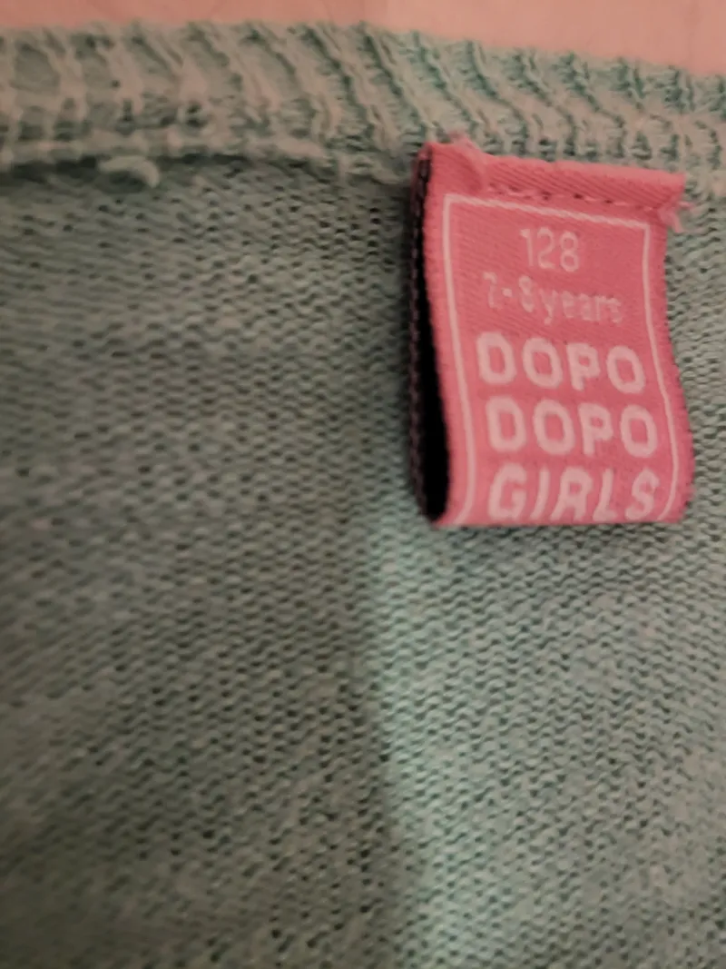 Dopodopo Girls Strickjacke Mädchen Gr. 128 Türkis Rüschen Baumwolle 3