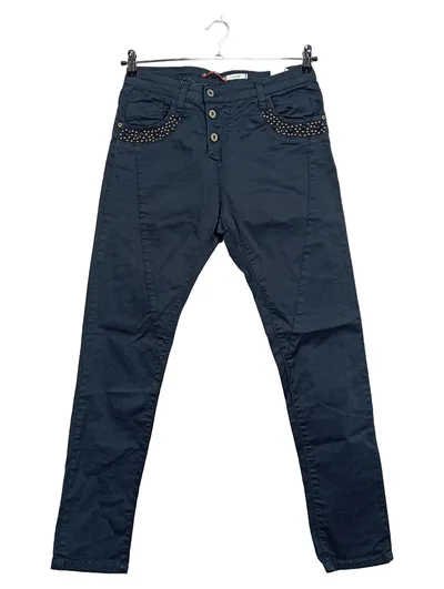 Please Damen Jeans Regular Fit Nieten Petrol Gr. S/36 Baumwolle