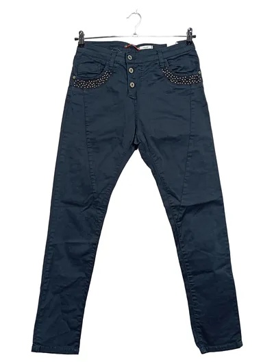 Please Damen Jeans Regular Fit Nieten Petrol Gr. S/36 Baumwolle