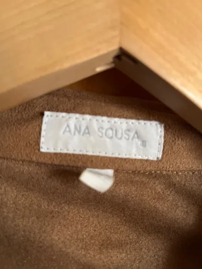 ANA SOUSA Damen Hemdbluse Braun Gr. 38 M Schnürung Glockenärmel Bohemian