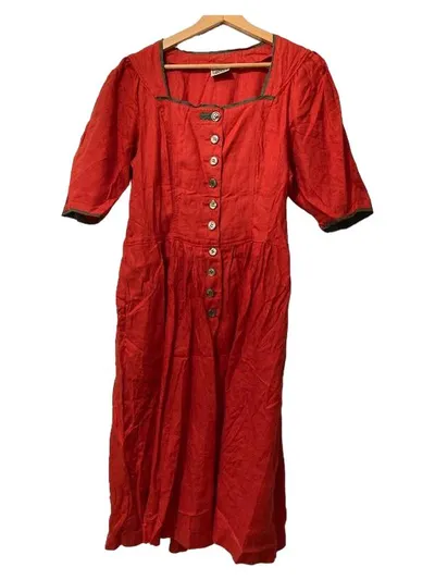 Gössl Dirndl Trachtenkleid Damen Rot Gr. 40 Leinen Festlich Traditionell