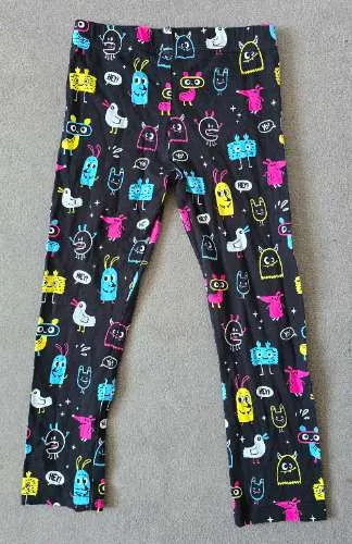 BABAUBA Kinder Leggings Monster-Print Gr. 98 Schwarz Baumwolle