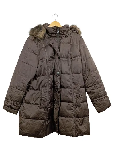 Canda Steppjacke Damen Gr. 48 Braun Kapuze Fellbesatz Winterjacke