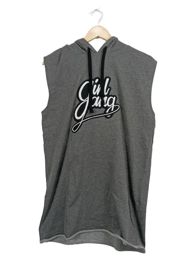 Undiz Damen Pullunder Kapuze Girl Gang Grau Streetwear Gr. M