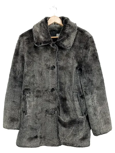 TREND COLLECTION Kunstpelzjacke Damen Gr. 38 Grau Felljacke Teddy