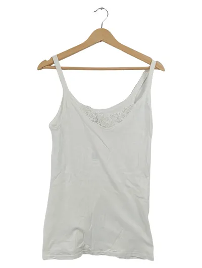 Speidel Damen Unterhemd Weiß Gr. 46 Spitze Baumwolle Basic Trägerhemd