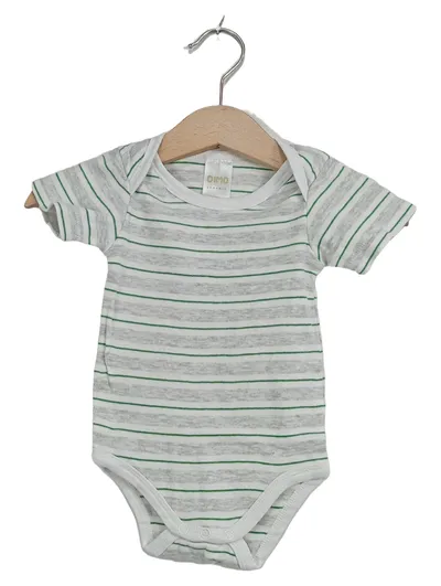 DIMO-TEX Baby Body Kurzarm gestreift Grau Gr. 62, 68 Baumwolle