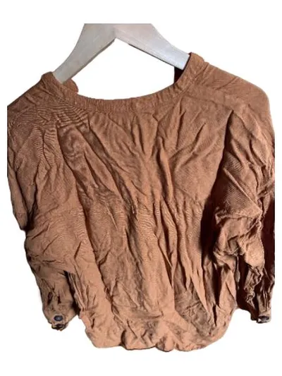 Lefties Damen Pullover Braun Gr. 36, S Casual Langarm Knopfleiste Asymmetrisch