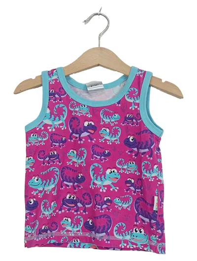 BABAUBA Kinder Unterhemd Ärmellos Eidechsen Muster Pink Gr. 80