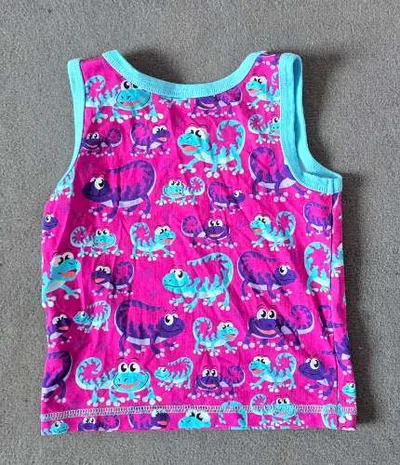 BABAUBA Kinder Unterhemd Ärmellos Eidechsen Muster Pink Gr. 80