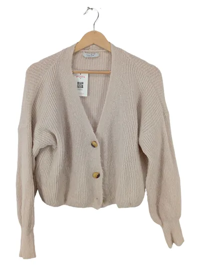 Seamless Fashion Damen Strickjacke Beige Gr. 38/M Casual Rippstrick