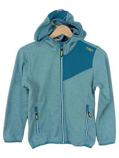 CMP Fleecejacke Kinder Gr. 164 Türkis Outdoor Kapuze Reißverschluss