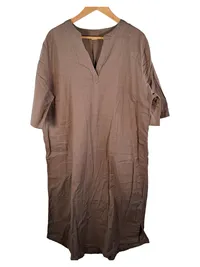 BON'A PARTE Damen Tunikakleid Freizeitkleid Braun Gr. 48, 50 XXL Leinenmix 1
