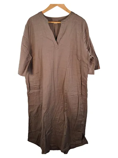 BON'A PARTE Damen Tunikakleid Freizeitkleid Braun Gr. 48, 50 XXL Leinenmix