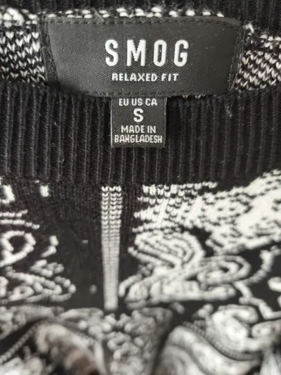 Smog Pullover Herren Bandana Paisley Muster Schwarz Weiß Gr. S