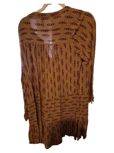 Sublevel Freizeitkleid Damen Langarm mit Muster Braun Gr. L