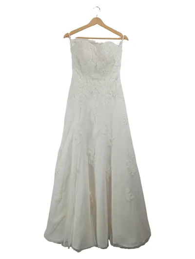 LILLY Brautkleid Hochzeitskleid Weiß Gr. 36 A-Linie Spitze Applikationen