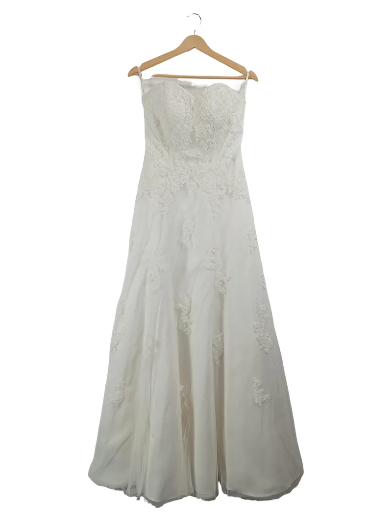 LILLY Brautkleid Hochzeitskleid Weiß Gr. 36 A-Linie Spitze Applikationen 1