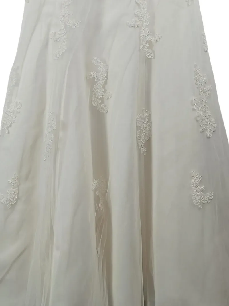 LILLY Brautkleid Hochzeitskleid Weiß Gr. 36 A-Linie Spitze Applikationen 4