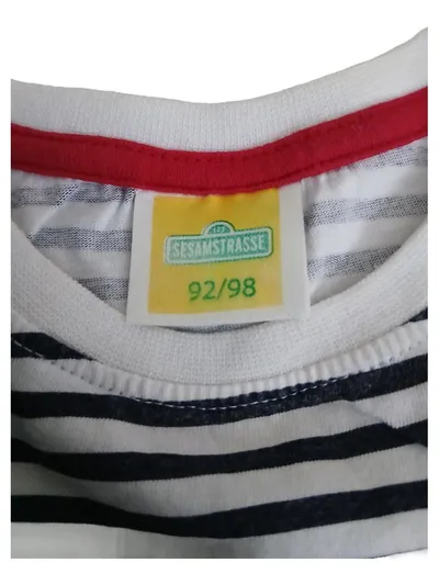 Sesamstraße Elmo Kinder T-Shirt Gr. 92/98 Weiß Blau Gestreift Fanshirt