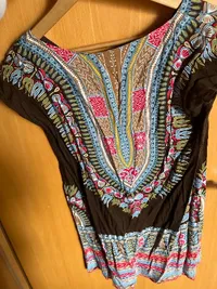 Blanco Damen Blusenkleid Tunikakleid Braun Ethno Muster Gr. 36 S Viskose Boho 3