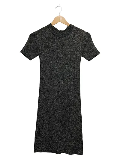 Zara Mädchen Strickkleid Gr. 164 Schwarz Glitzer Kurzarm Festlich