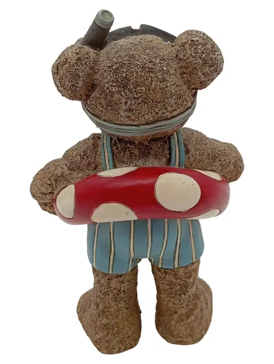 GILDE Handwerk Teddybär Figur Schwimmring Taucherbrille Braun 11cm Nostalgisch