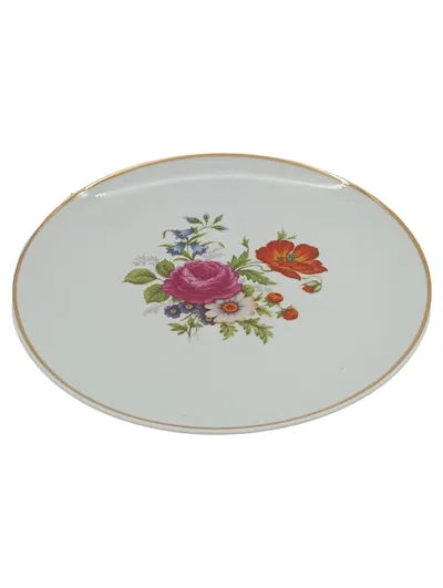 FÜRSTENBERG Kuchenteller Porzellan Blumenmotiv Goldrand 23cm West Germany