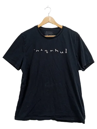 Mavi Herren T-Shirt Gr. 52, XL Schwarz Istanbul Schriftzug Kurzarm