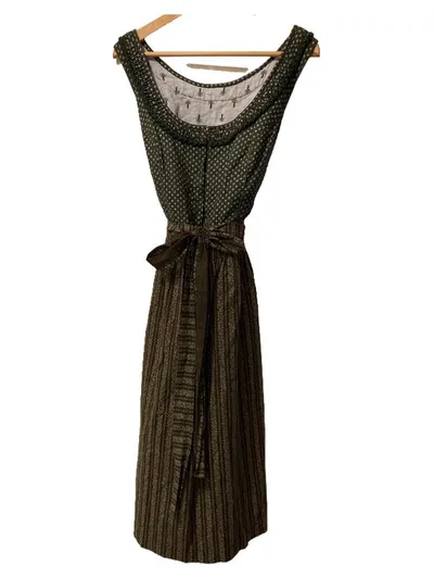 Isola Dirndl Trachtenkleid Damen Gr. 48 Grün Baumwolle Maxikleid