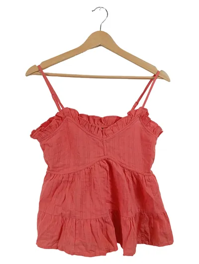 ASOS Damen Trägertop Top Rosa Gr. 34 XS Rüschen 100% Baumwolle Sommer