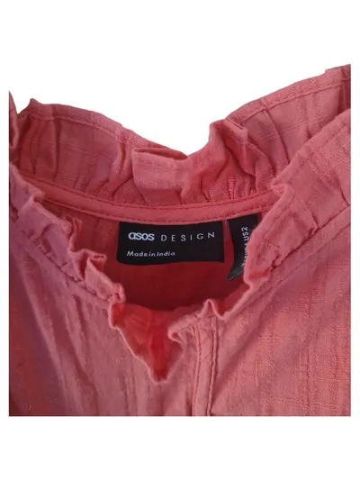ASOS Damen Trägertop Top Rosa Gr. 34 XS Rüschen 100% Baumwolle Sommer