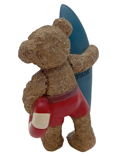 GILDE Handwerk Dekofigur Teddybär Surfbrett Schwimmring Braun 10cm