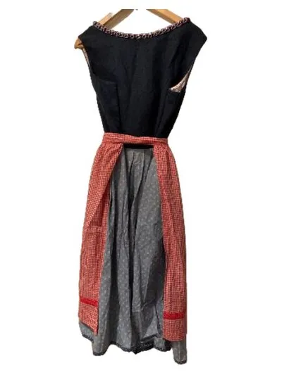 Almsach Dirndl Damen Trachtenkleid Mehrfarbig Kariert Gr. 50 Leinen