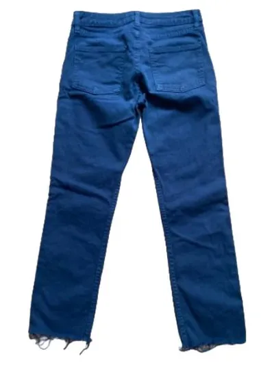American Apparel Damen Jeans Straight Leg Blau Gr. W25, 34, XS Fransen