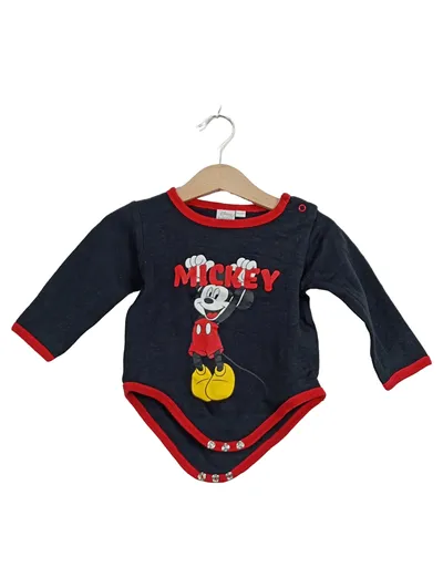 Disney Baby Mickey Maus Baby Body Langarm Schwarz Rot Gr. 74, 80