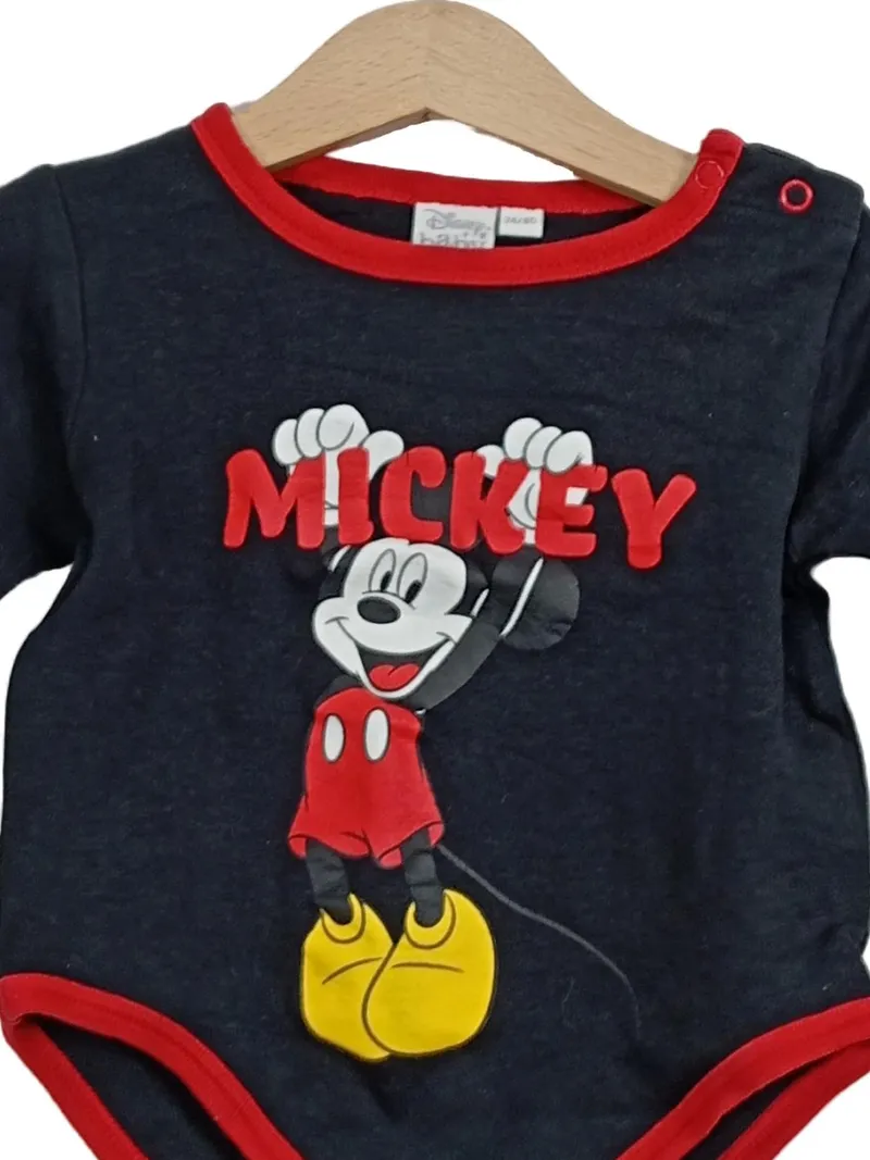 Disney Baby Mickey Maus Baby Body Langarm Schwarz Rot Gr. 74, 80 2