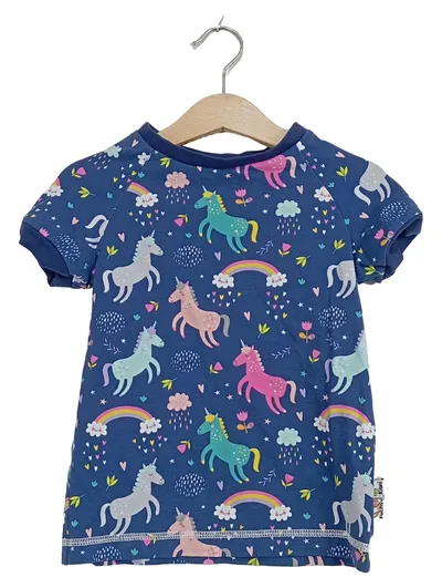 Fuchs & Kiwi Kinder T-Shirt Einhorn Motiv Gr. 98-104 Blau Mädchen
