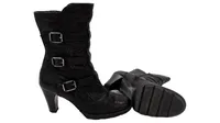 Paul Green Damen Stiefelette Schnallen Schwarz Leder Gr. 36 Absatz 8cm 5