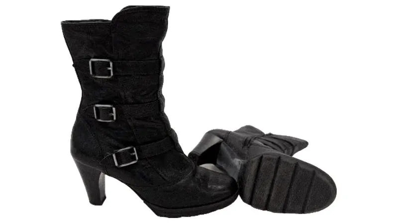 Paul Green Damen Stiefelette Schnallen Schwarz Leder Gr. 36 Absatz 8cm 5