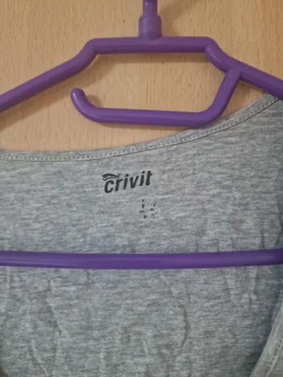 Crivit Damen Sport T-Shirt Gr. S Grau Kurzarm Fitness